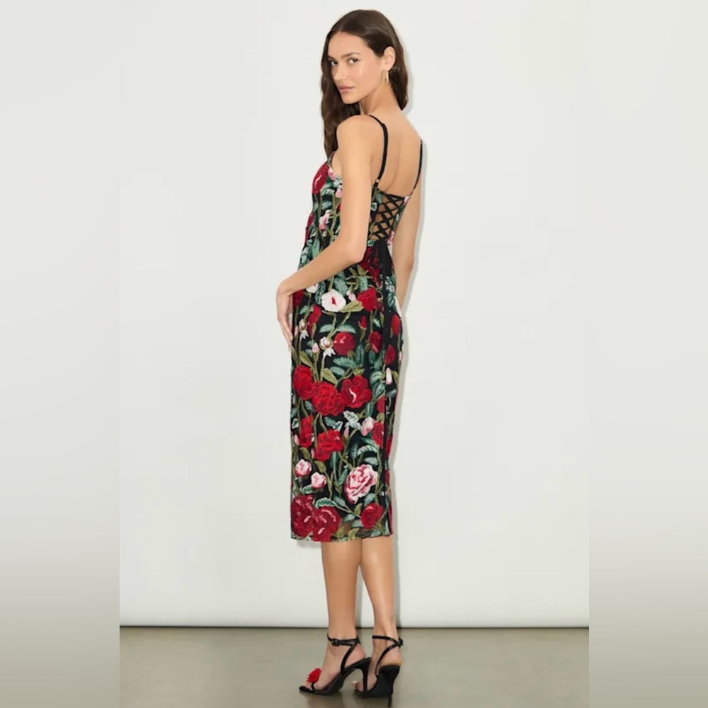 Lulus Notorious Refinement Embroidered Midi Dress XS NWT - Picture 2 of 6